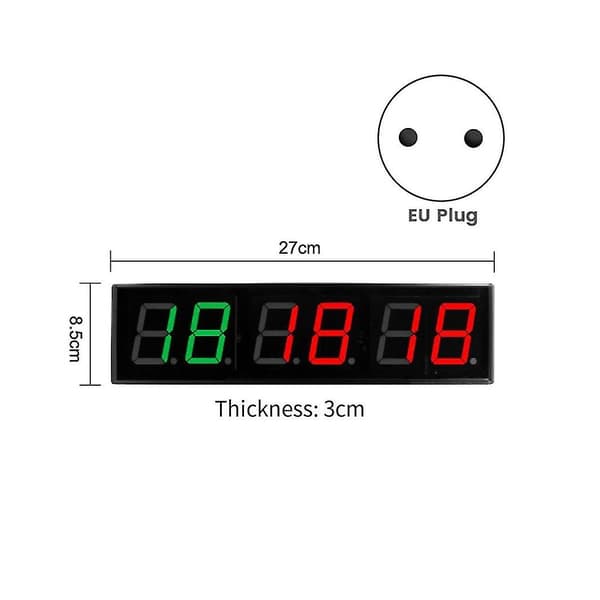 Screen Gym Timer 1.5 Tommer Cifre Nedtælling/optælling Timer Boksecyklus Intervalur Stopur Fitness Træning Eu Stik