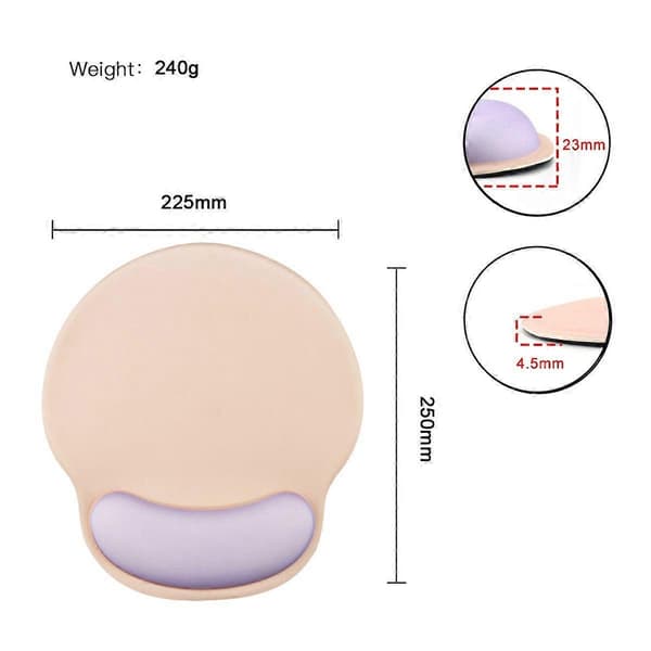 Ergonomisk musmatta med gelhandledsstöd (rosa)