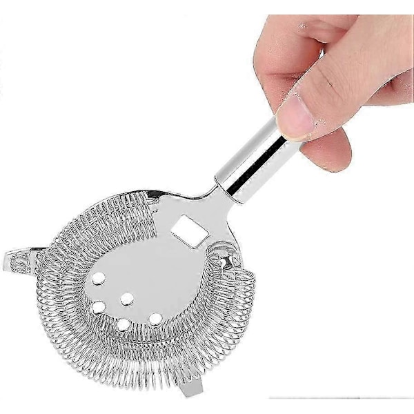 Cocktail Strainer i rustfrit stål, Professionel 2-benet bar strainer sølv