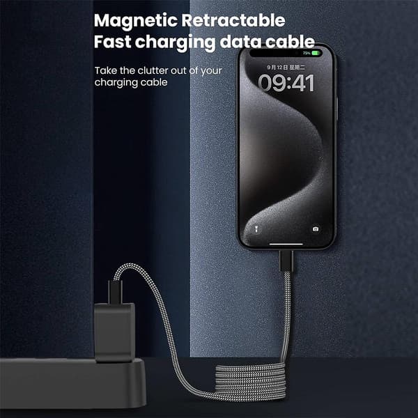 USB-C til C 100W Magnetisk Hurtigladerkabel Selvoprullende USB Type C Hurtigopladningsdatakabel Til Og