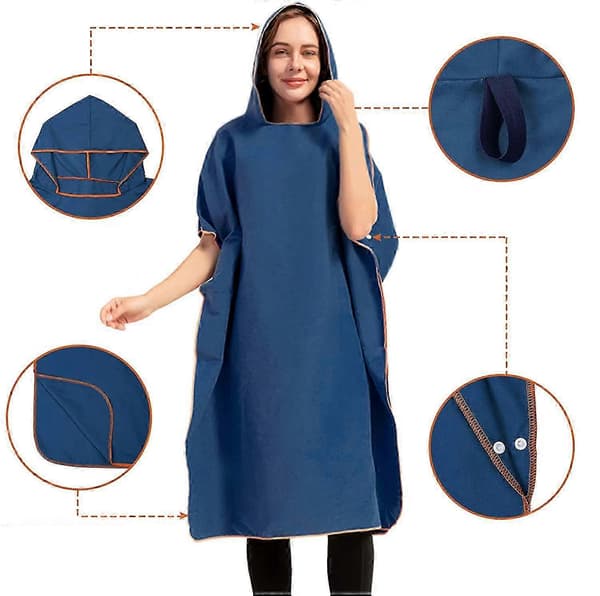 Dobbeltsidet Fleece Hætte Hurtigtørrende Absorberende Kappe til Mænd Kvinder Voksne - orange