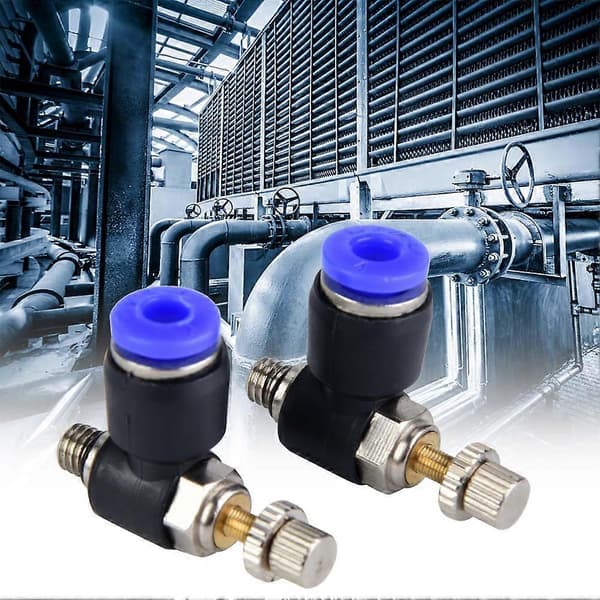 2 stk Rør Luftstrømshastighetsregulator Rør Pneumatisk Tilbehør Regulatorventil (SL4-M5)