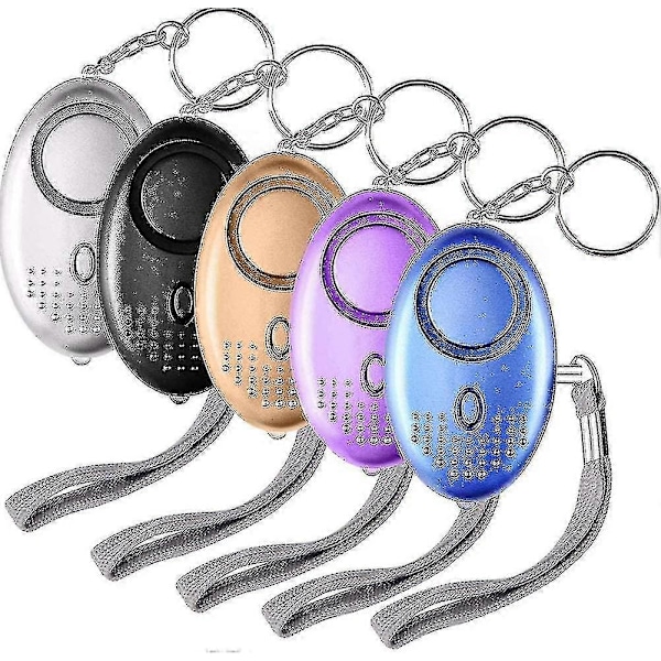 5-pack 140db Personligt Säkerhetslarm Nyckelring Med LED-ljus, Personligt Larm
