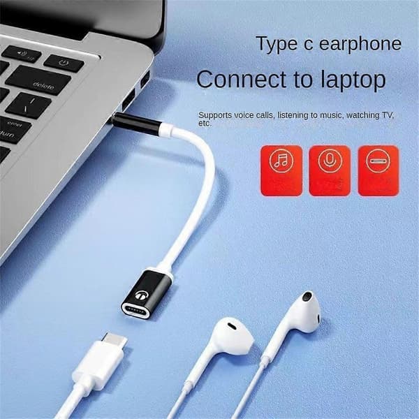 3,5 mm hann til Type-c hunn hodetelefonkonverter flat adapter simulert rund S5J7