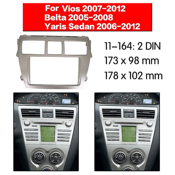 2 din autostereoradio dvd-soittimen kehys Fascia paneelin koristelu Viosille 2007-2012, Belta 2005-2008, Yari