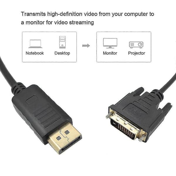 1,8 m Dp til Dvi-adapter Displayport Display Port til Dvi-kabeladapterkonverter