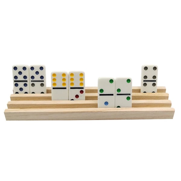 Domino-brickor i trä Set med 4, Domino-ställ i trä, Domino-hållare för Domino
