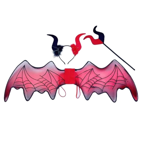 2/3 Red Pitchforks Devil Horn -pääpanta Bat Wing Demons -asusteet Halloween Fancy Dres Up Cosplay-bileet