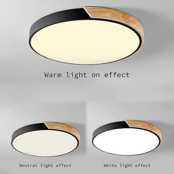 Moderne LED taklampe, minimalistisk trepanel, akryl lampeskjerm 2025