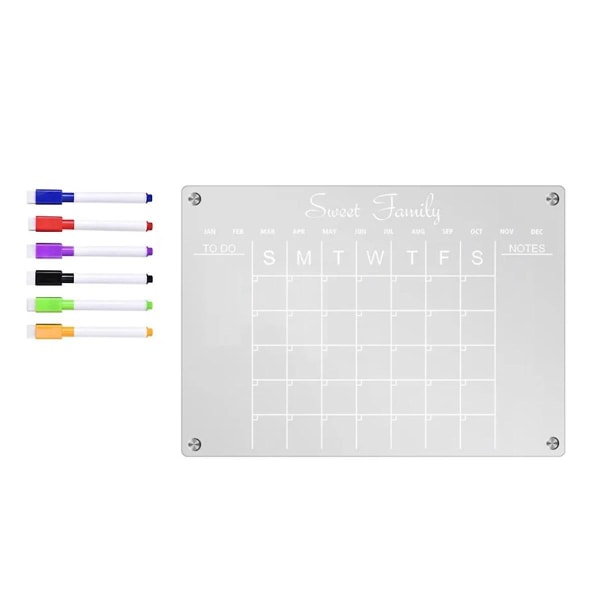 Planner Weekly Clear Magneettinen kalenteritaulu Viikkosuunnitelma Muistilehtiö Magneettinen jääkaappitarra, S-w
