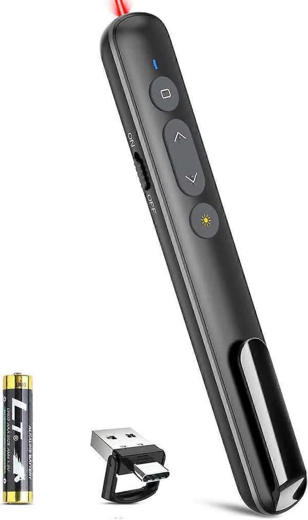 USB-C/USB-A Laserpegepind PowerPoint Trådløs Præsentationsenhed til Projektor Smart Board Slideshow PPT Klikker