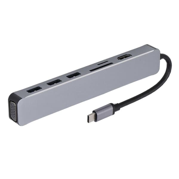 Dockningsstation Typ C till Högupplöst Multimediagränssnitt USB.3.0 7 i 1 Expansionsdocka YEMMA