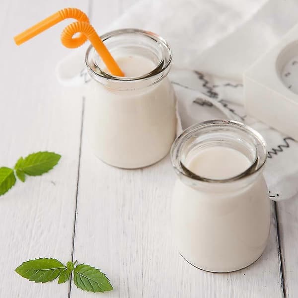 6 st 100 ml Yoghurtpudding Glasburkar Med Plastlock Mini Kopp Små Glasflaskor Desserter Dekorationer