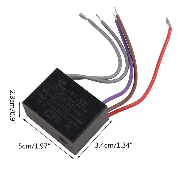 Cbb61 Takfläktskondensator 4.5uf+6uf+6uf 5 Trådar 250v 5 Hastigheter Startkondensator