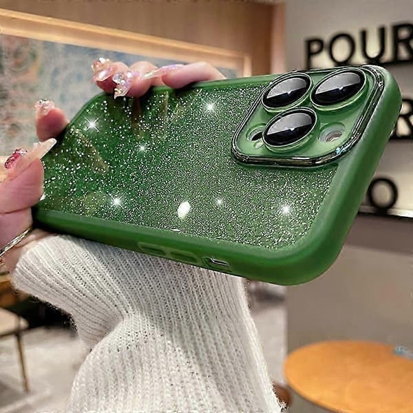 Fodral för iPhone 15 Pro Max Gradient Glitter Stötsäkert PC+TPU Telefonskal med Linsskydd -