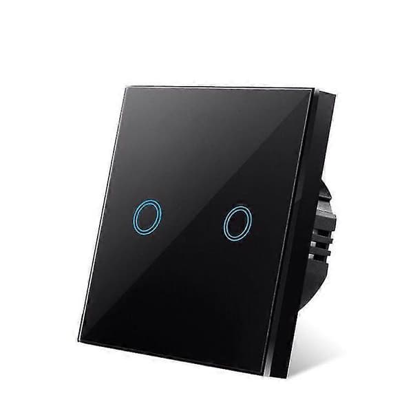 EU Touch Switch AC100-240V Hærdet Sort Hvid Krystal Glaspanel Strøm Væg Lys Sensor Afbrydere touch two black