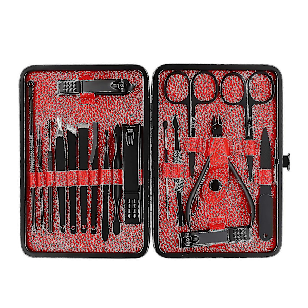 Manikyrset 18 delar Nagelset Nagelknipsare Kit Professionell - Pedikyrset i rostfritt stål -T