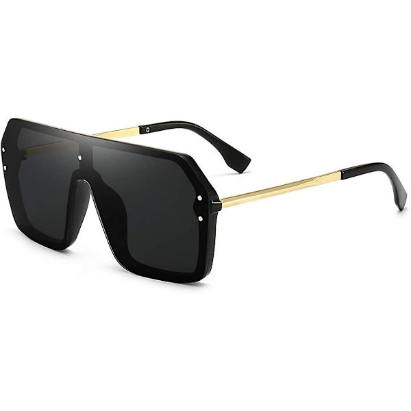 Oversized solbriller for kvinner, trendy, rammeløse solbriller i ett stykke med flat topp, store shades