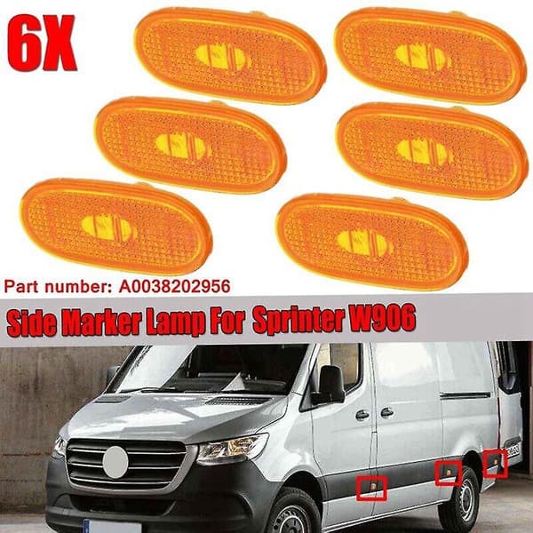 6x Sidelys til Sprinter W906 2006-2018 A0038202956 Side Signal Clearance Lights