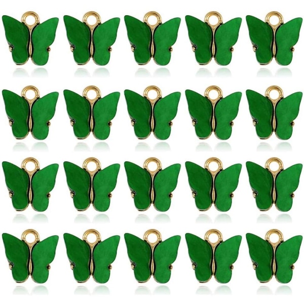 20 kappaletta vihreitä akryyliperhoskorujen kaulakorukoruja