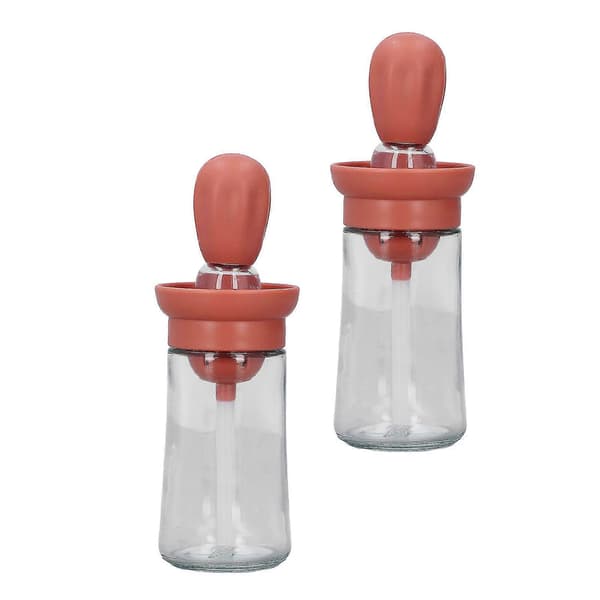 Oljeflaska med silikonborste för matlagning, grillning och bakning i köket, 2-pack
