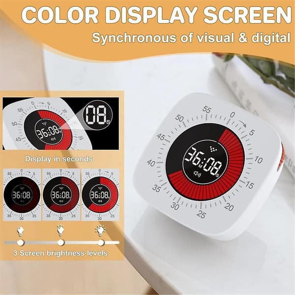 Visuell Timer For Barn, Digital Timer Med 60-minutters Nedtelling, Stille Timer For Skrivebordsklokke For Studier, Undervisning B