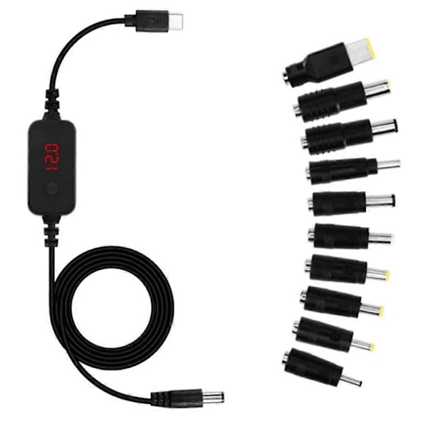 Type C til DC Boost Kabeladapterledning 5V 9V 12V 15V 20V Justerbar Spenning PD Rask Lading Kabel