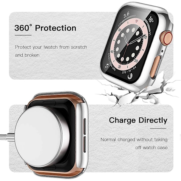 Yhteensopiva Apple Watch -kotelon 38 mm kanssa, Apple Watch -näytönsuoja 38 mm, täysi suojaava kova PC-puskurikotelo iWatch SE -sarjalle 3/2/1 Wom