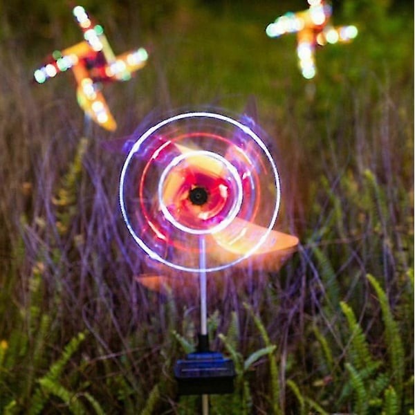 Solcellsdriven Spinner med Flerfärgad LED-belysning, Vindsnurra för Trädgården