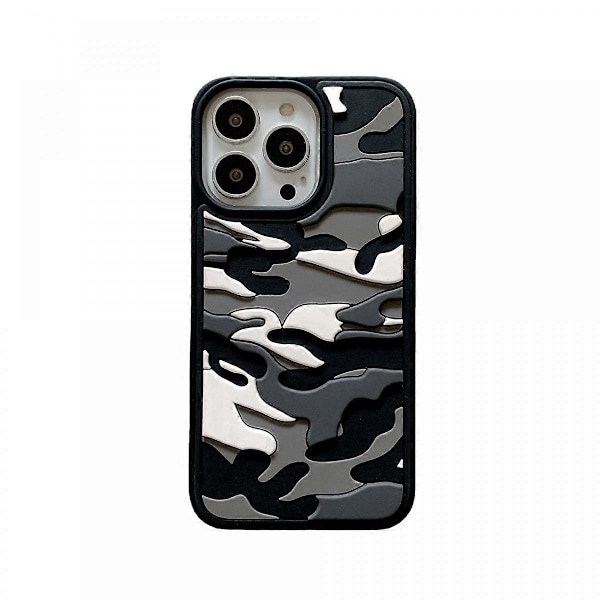 bavurmak Klf iPhone 12 Promax , Kamuflage Ultra Blød Stødsikker TPU Bumper Trendy Anti-Glare Cover iPhone 12 Promax - Grå