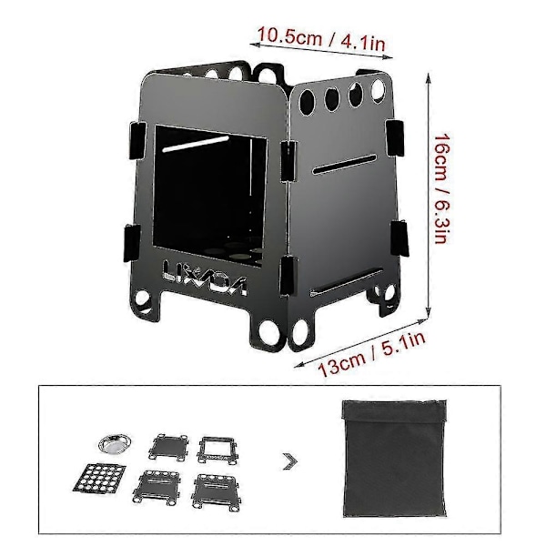 Lixada Hopfällbart Träkök Utomhuskök Portabel Utomhus Picknick Matlagning Grill Brännare Titanium Campingkök Rostfritt Stål Med Väska Banmo