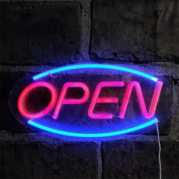 Valaistu kyltti AUKI Neon LED seinävalokoriste