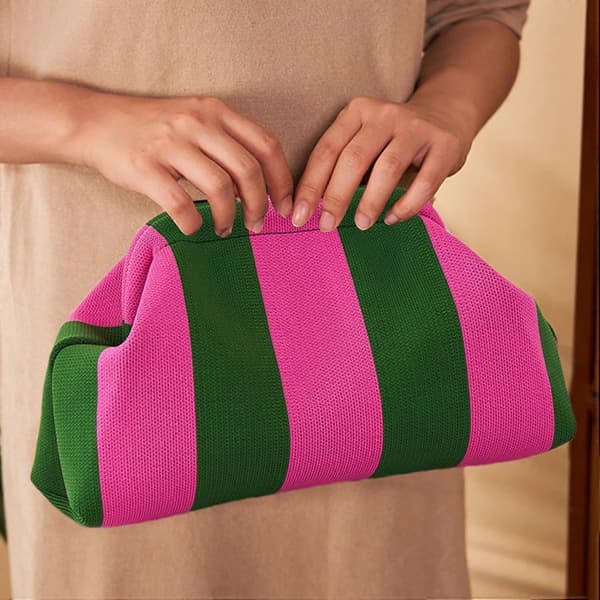 Dumpling Clutch Vesker for Kvinner Vevd Heklet Håndvesker Dumpling Clutch Rynket