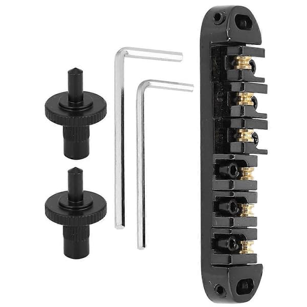 Elektrisk gitarbro-tailpiece-sett i sinklegering (svart)
