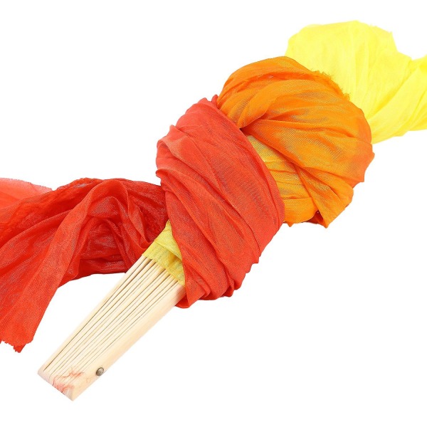 Smuk silke tre farve gradient flamme dans fan hånd folde bambus fan dekoration fan til Ladi