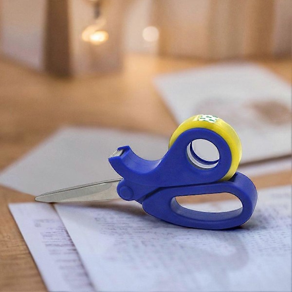 2 i 1 Gavepapir Saks Stor Saks med Tape Dispenser Allsidig Papirrull Kutter for Kontor