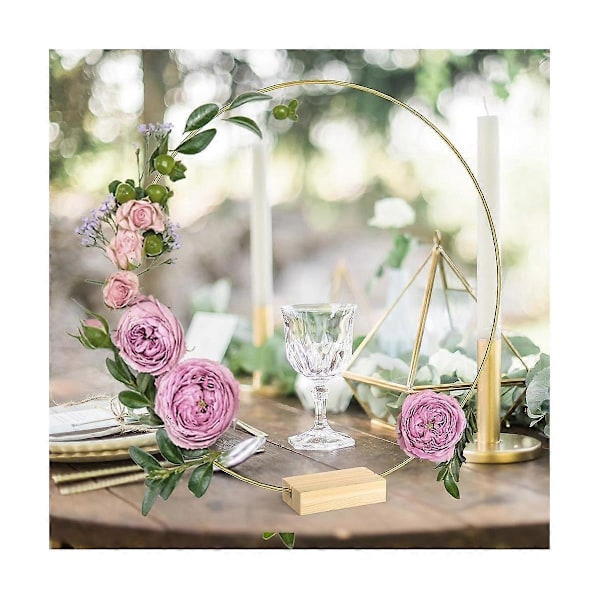 10-pack 10 tum Metall Blomsterbåge Centerpiece med 10-pack Trä Platskortshållare, Guld Båge Cen