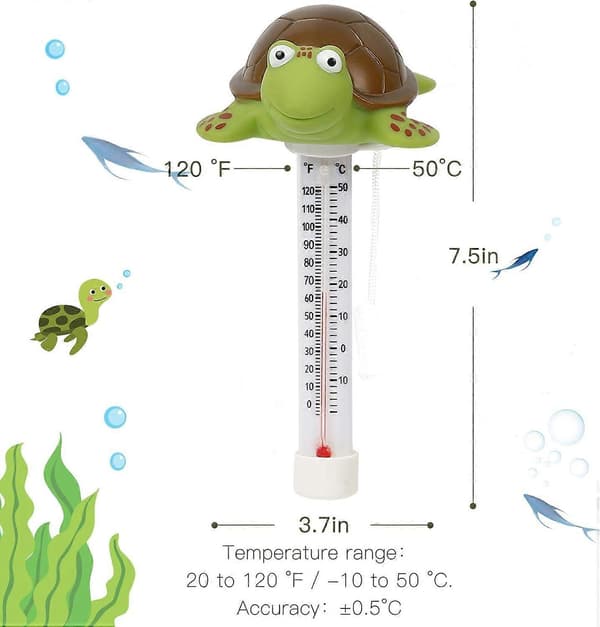 Flytende Bassengtermometer, Damtermometer med Snor, Babybassengtermometer
