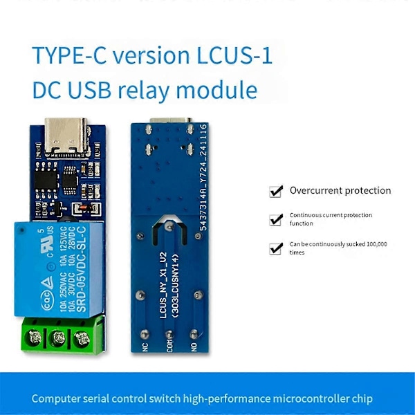 TPYE-C Interface LCUS-1 USB Relæmodul USB Intelligent Kontrol Switch Seriel Port Relæ