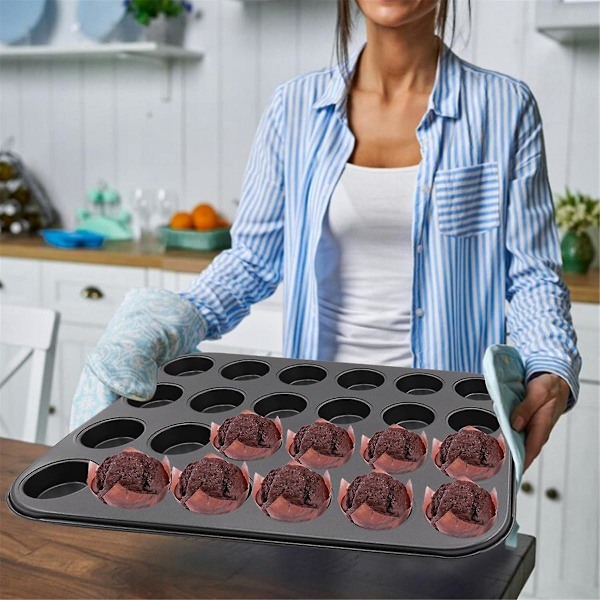 2-pack Premium Nonstick Bakeware 24-koppars, Mini Muffin Pan, Diskmaskins- och Ugnssäker