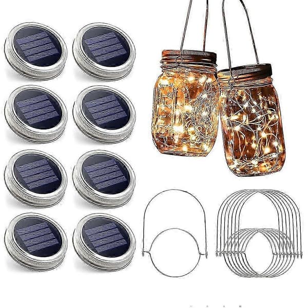 Solcellslampor för Burk - 8-pack 30 LED Vattentäta Locklampor