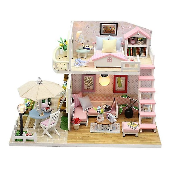 Hands Craft DIY Miniatyr Dockhus Kit Soho Time 3D Modell Trämöbler Litet Hus Bygg DIY Dockhus Miniatyrer Kit Trä Dockhus Tillbehör