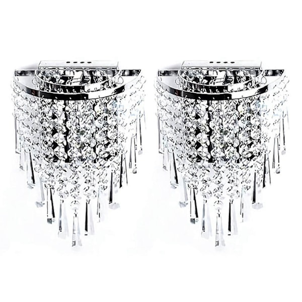 2x Moderne Krystal Væglampe Krom Sconce Væglampe Til Stue Badeværelse Hjem Indendørs Belysning