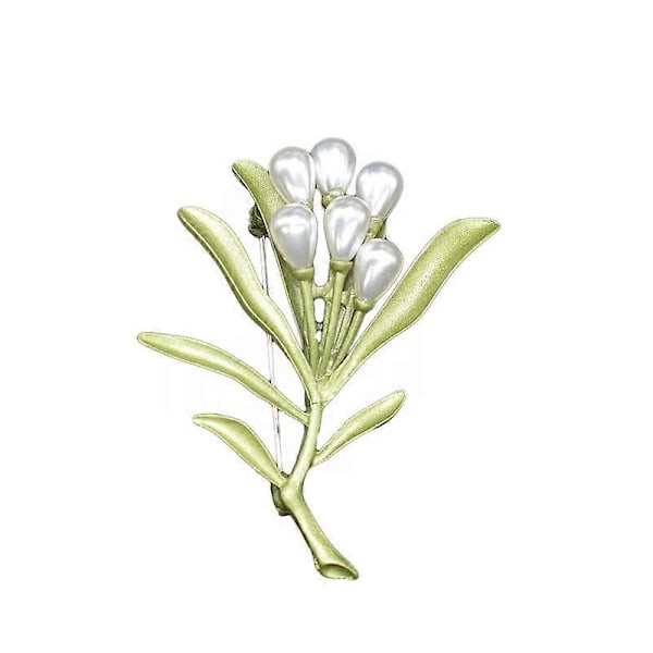 corsage ginkgo blad perle blomst broche kvinde
