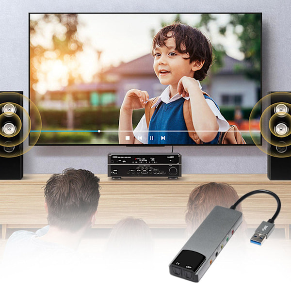USB Ekstern Lydkort for Windows 8/7/XP Optisk SPDIF Inngang Multifunksjonelt Lydkort Adapter for PC Datamaskin Bærbar Forsterker Opptak