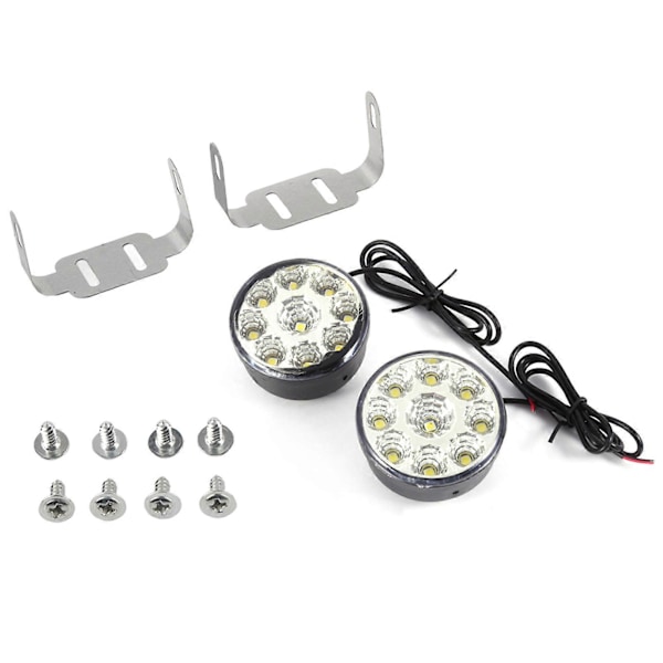 2 stk Hvite 9 SMD LED Dagslys Kjøringslys DRL Tåkelys Hodelyspærer