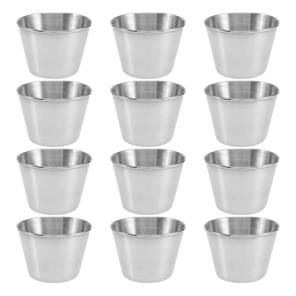 12 Pak Stål Saucekopper, Kommerciel Kvalitet Dip Sauce Kopper, Ramekin Krydderi