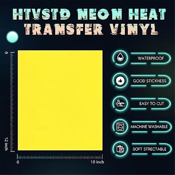 Htv Heat Transfer Vinyl-30x25cm 10 ark Neon Iron On Vinyl Grønn Neon Htv Blue Neon Heat Transfer