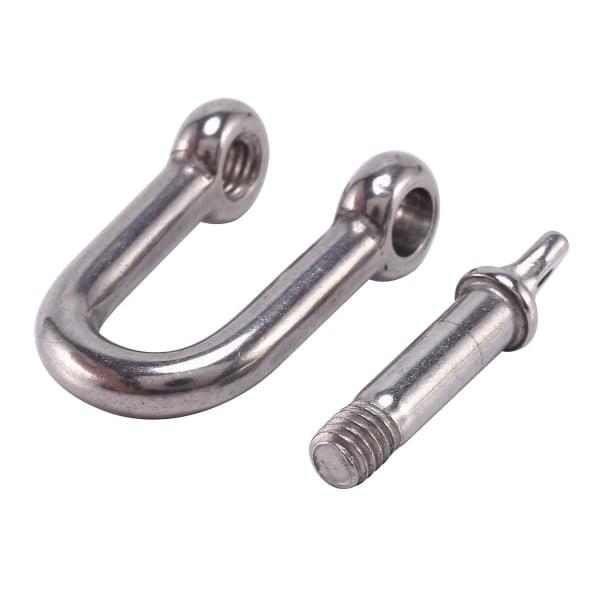 4 stk M6x38mm rette D-shackles, korte, rustfritt stål Aisi 316