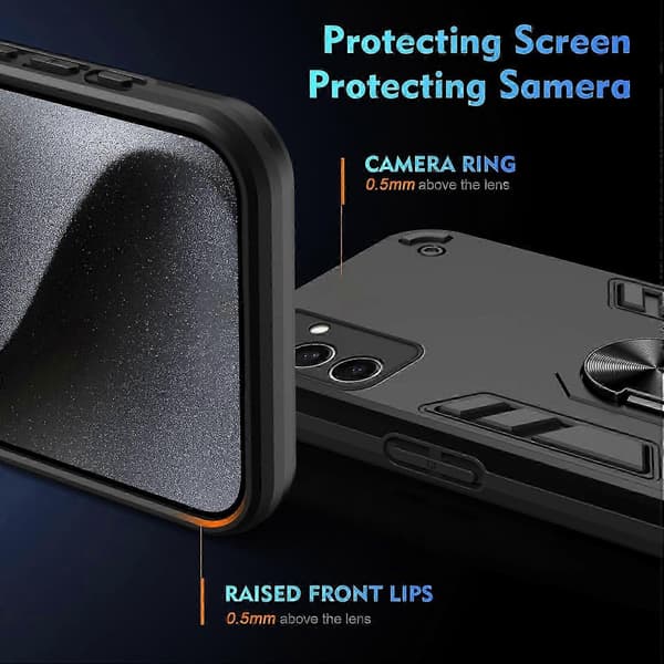 PC+TPU Drop Defend telefoncover med ringstøtteben til Samsung Galaxy S24 FE